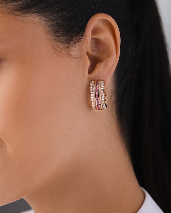 Pearl,Diamond and Pink sapphire earrings
